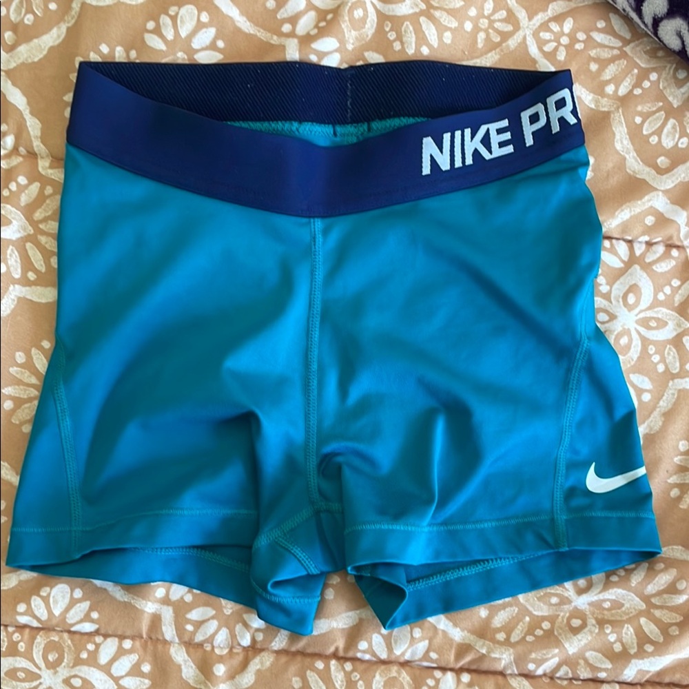 Nike Pro Women's Athletic Shorts - Blue and Navy